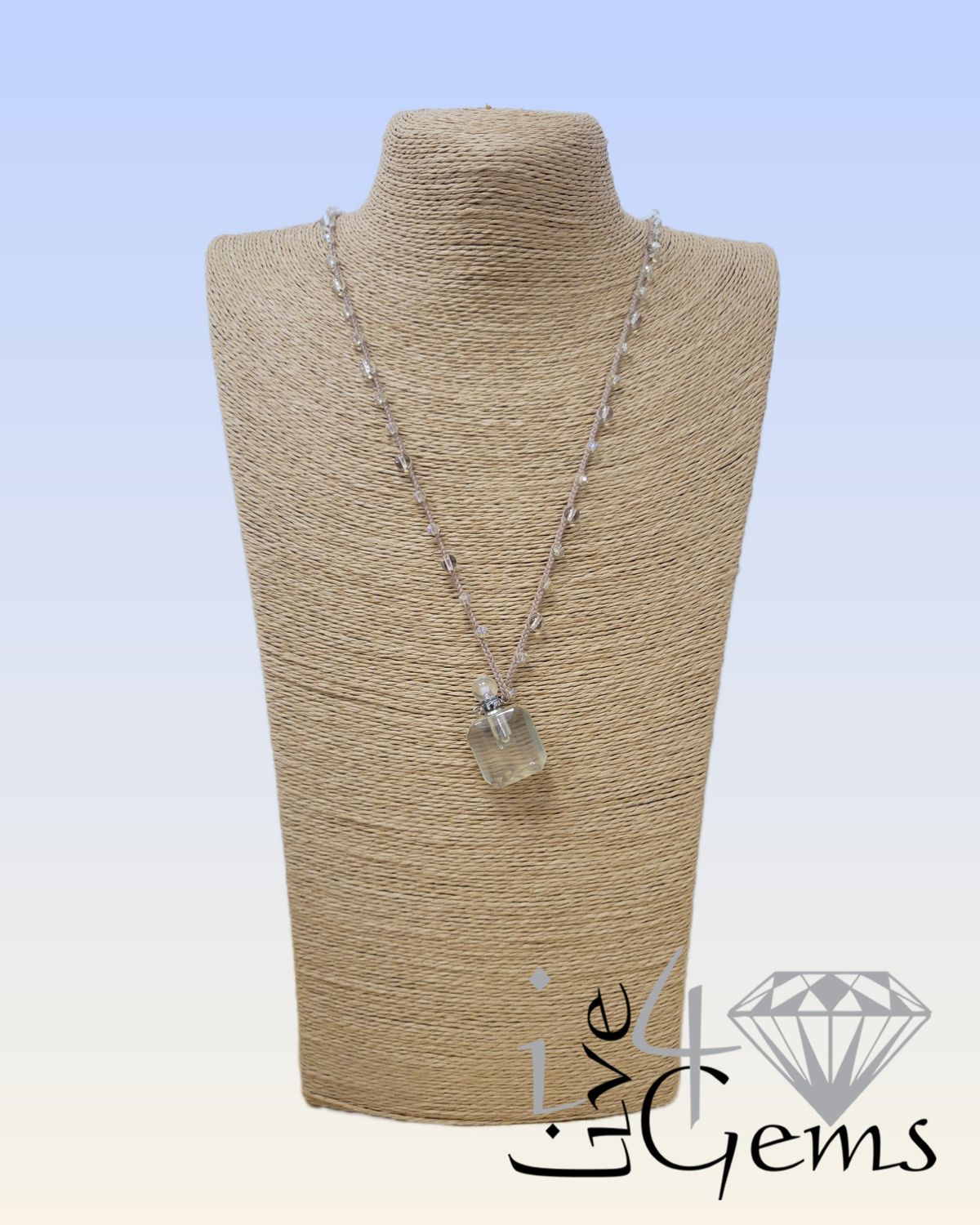 Square Lemon Quartz Perfume Bottle Pendant Necklace