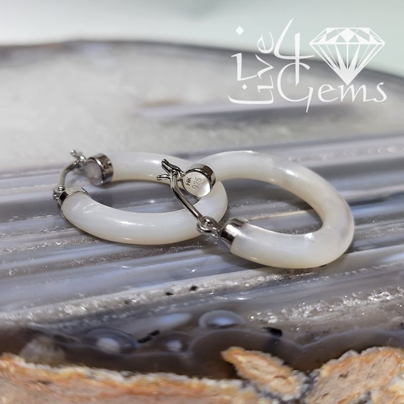 Silver Hoop  Mother Of Pearl