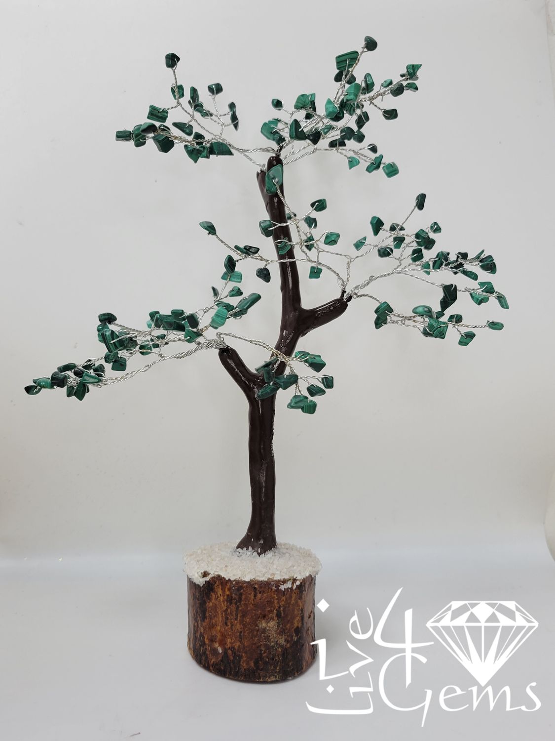 Gemstone Tree of Life Malachite Wooden Base 7"