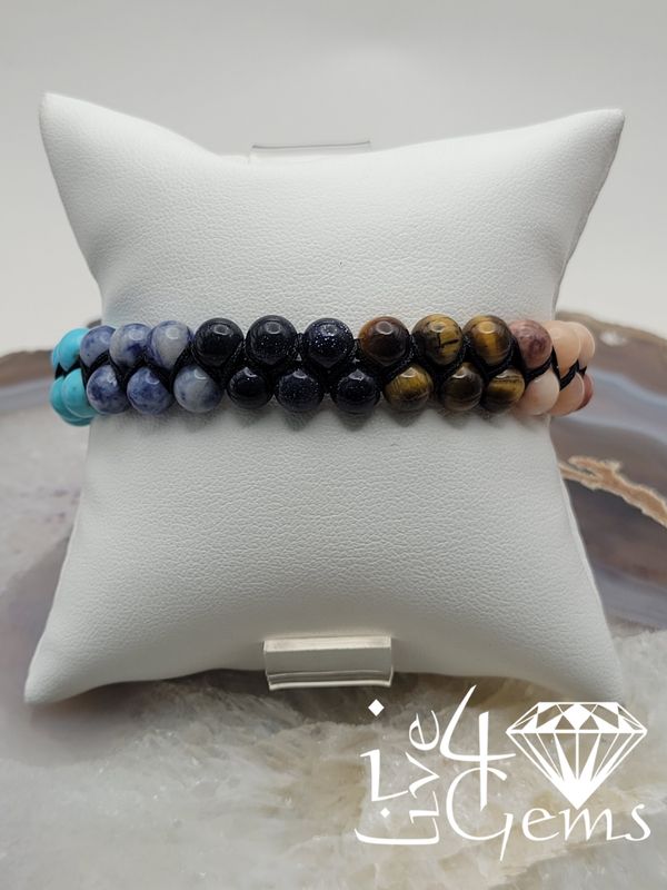 Seven Chakra Shamballa Bracelet Aventurine, Sodalite, Pink Aventurine, Carnelian, Tiger's Eye, Magnesite Turquoise, Onyx