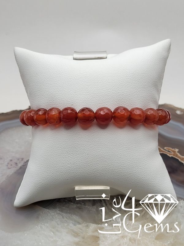 Faceted Carnelian 8mm Gemstone Bracelet