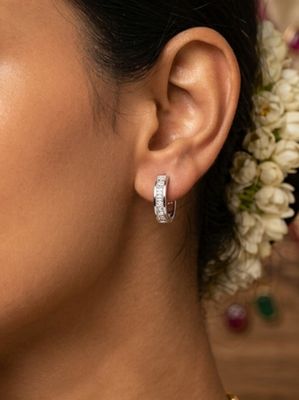 Moissanite Silver Huggie Earring