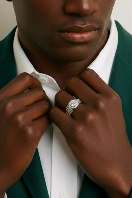 Moissanite Silver Fashion Ring Men