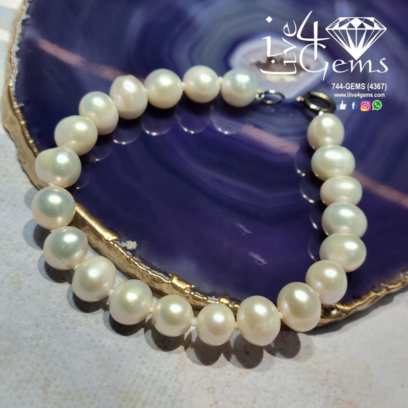 Silver 7-8mm Pearl Bracelet Jump Hook