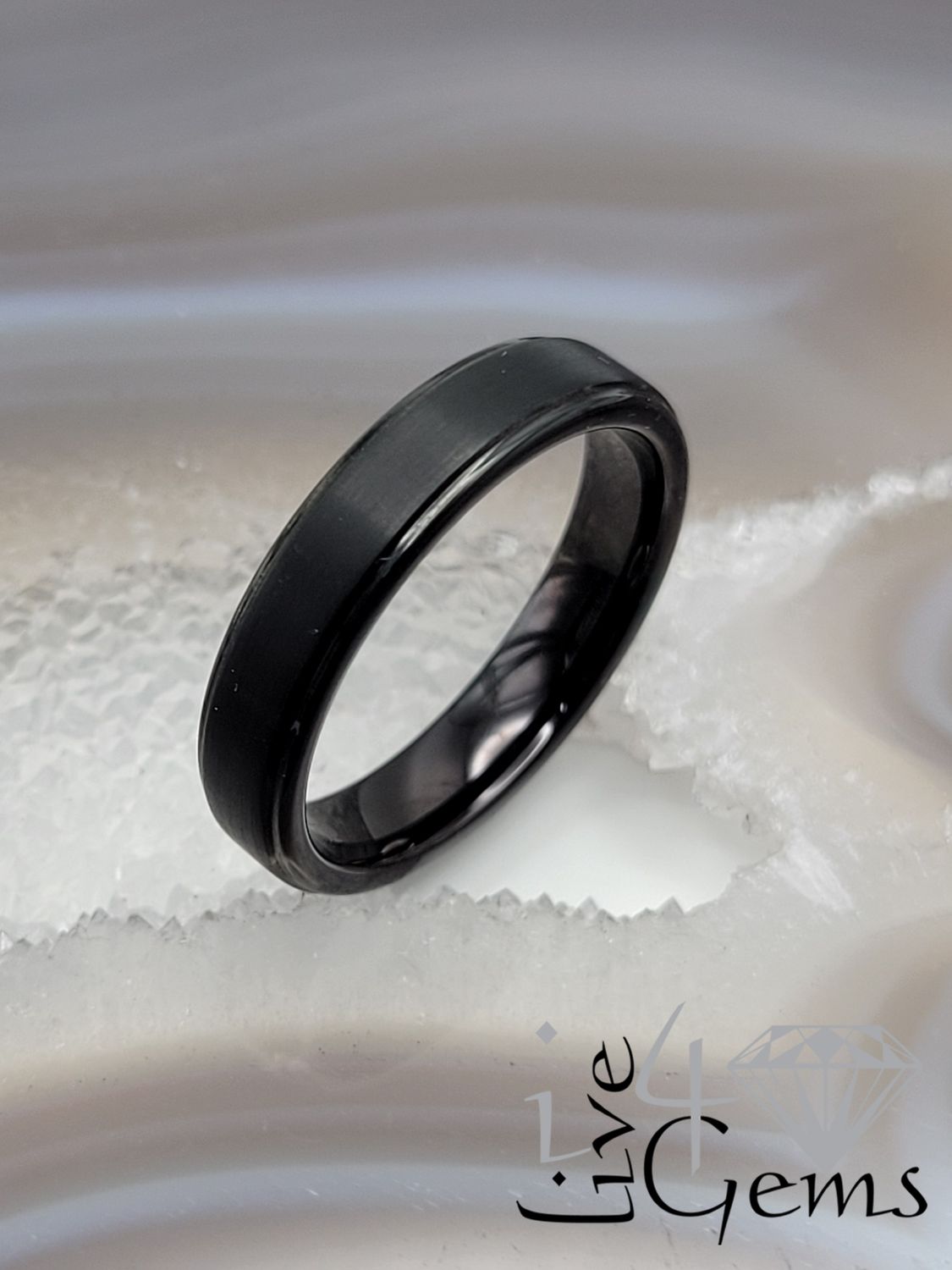 Tungsten Carbide 5mm Black Matte Stripe Band, Size: 8