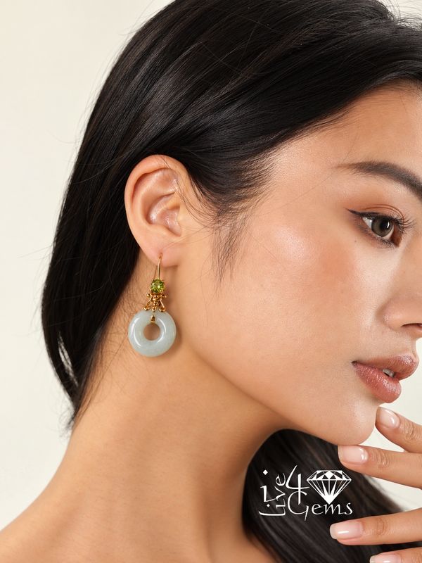 14kty Jade/Peridot Earring