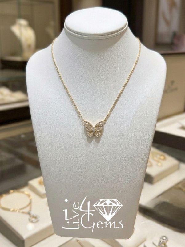 10kt 1/3ctw Dia Butterfly Necklace 18"