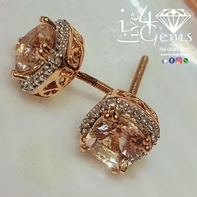 1/10ctw 7/8ct Morganite Cushion Earring