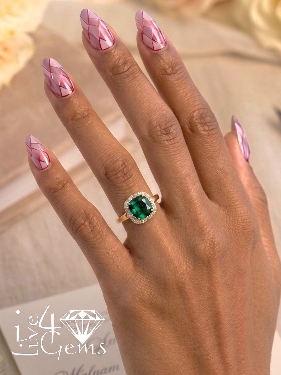 10kty 0.01ctw Diamond 3/4ct Emerald Lab Ring