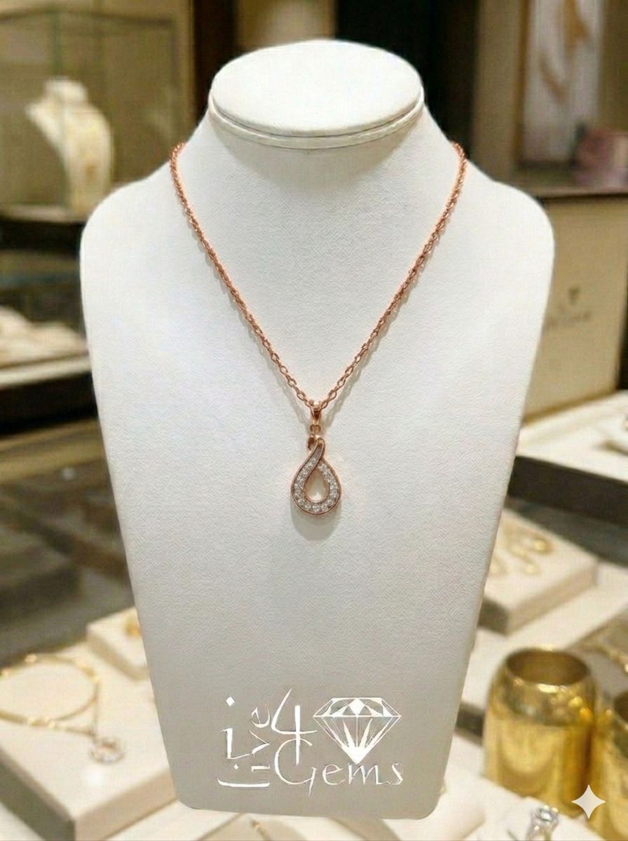 10kt Rose Gold Diamond Infinity Pendant and Chain 0.03ctw