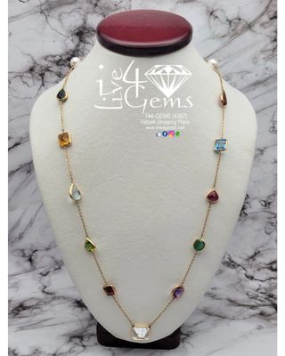 14kty Birthstone Stationary Gemstone Necklace 15.5ct