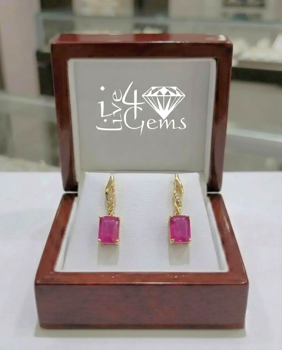 10kty Ruby/0.07ctw Dia Princess Cut Earring