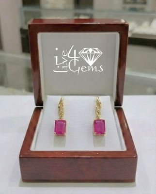 10kty Ruby/0.07ctw Dia Princess Cut Earring