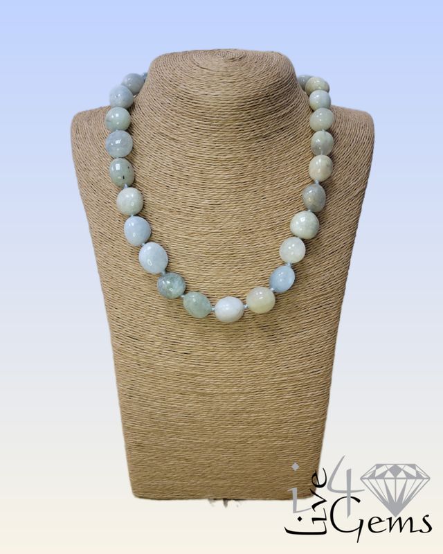 Aquamarine Nugget Collar 17.5"L to 19.5" Necklace