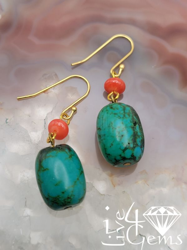 Magnesite and Coral Silver Gemstone Earring