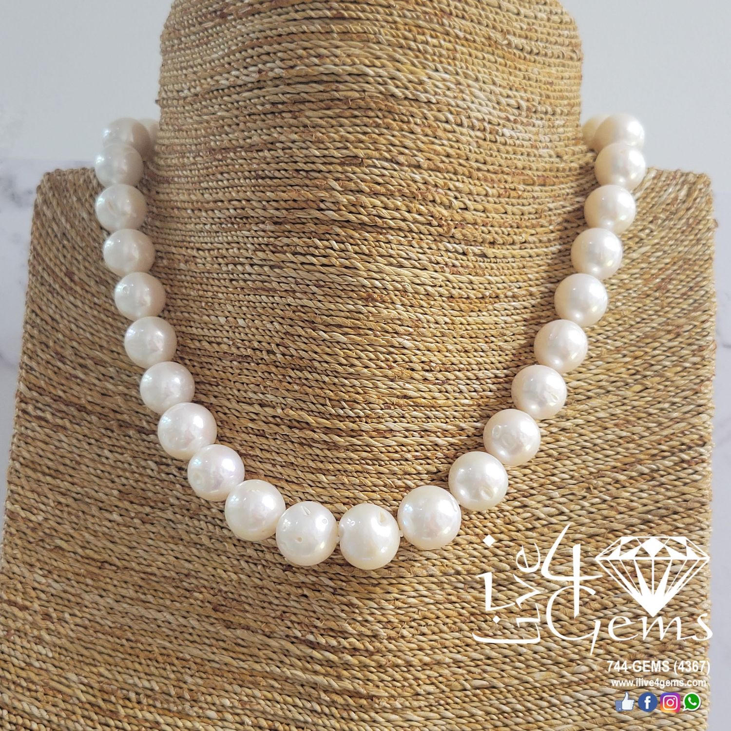 Pearl Chinese Akoya 11mm Silver Toggle Necklace 18"