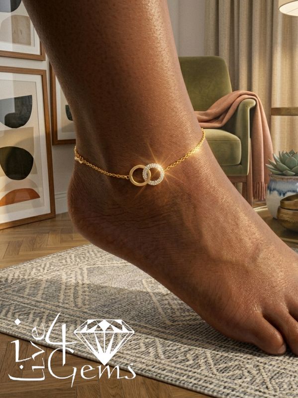 10kty Infinity Circle Anklet 9 inch 1/12ctw Diamond