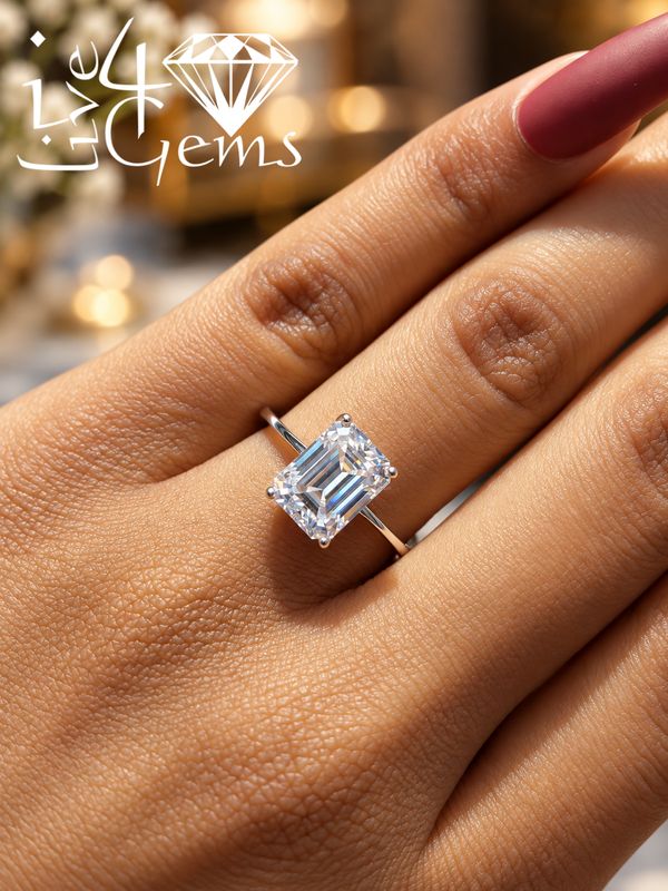 Silver Moissanite Emerald Cut Solitaire- 2ctw