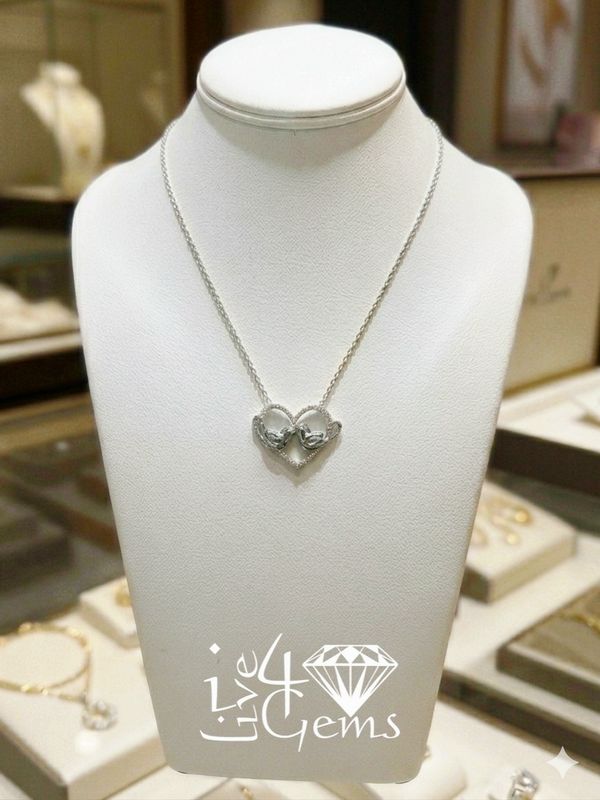 10ktw 1/10ctw Doves in Diamond Heart Necklace