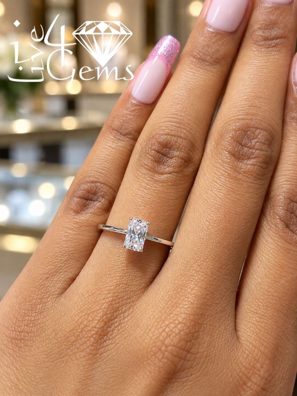 Silver Moissanite Emerald Cut Solitaire- 1/2ctw