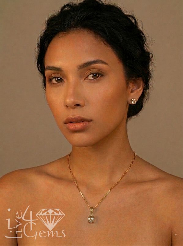 10kt Gold 10mm Lemon Quartz Pendant w Chain and Earring Set
