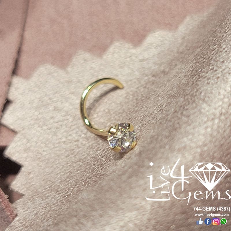 14kty Gold Spiral Clear CZ Nose Pin