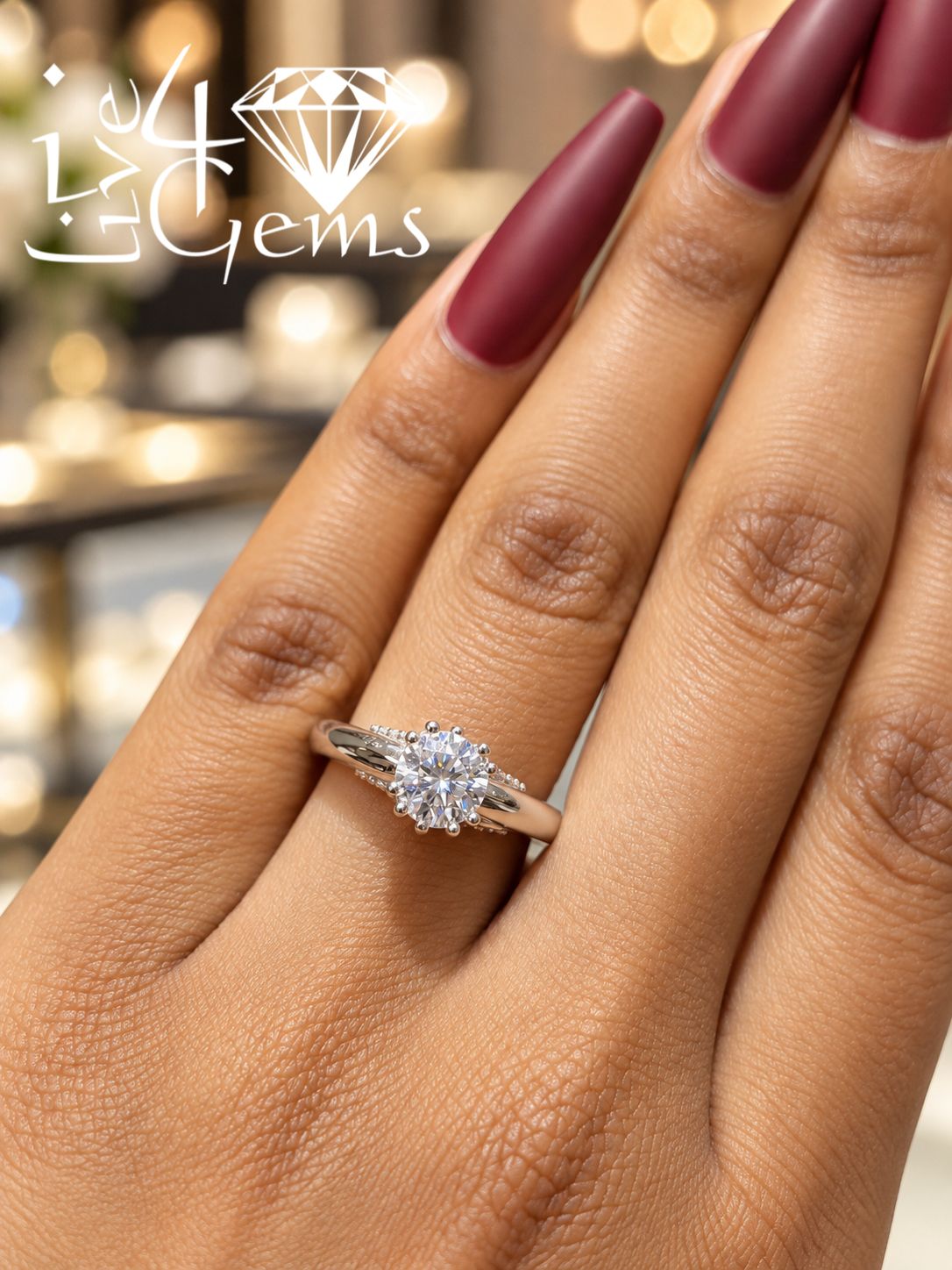 Silver Moissanite 1ctw Round Cut Ring