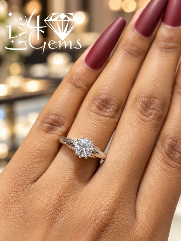 Silver Moissanite 1ctw Round Cut Ring