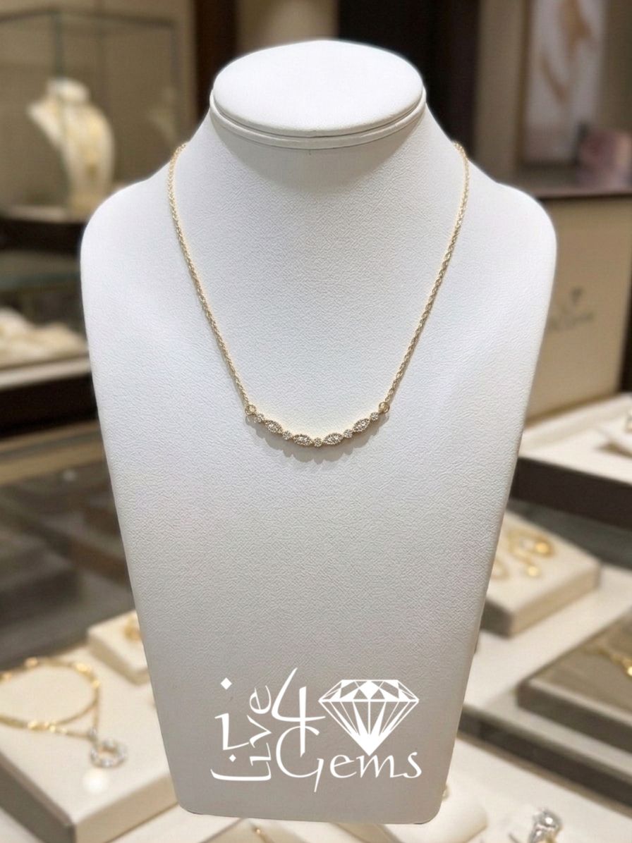 10kty 1/8ctw Diamond Marquise and Round Necklace