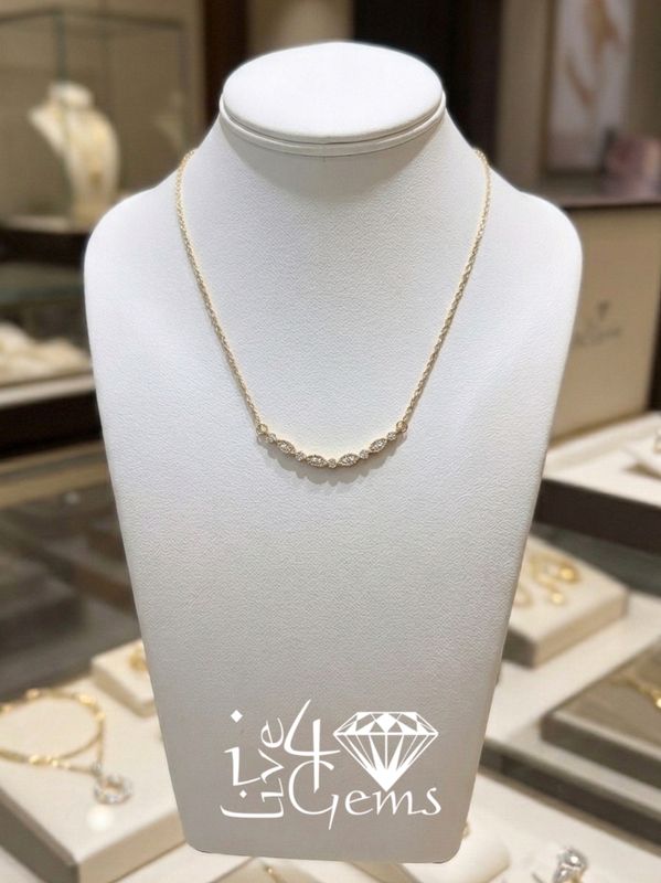 10kty 1/8ctw Diamond Marquise and Round Necklace