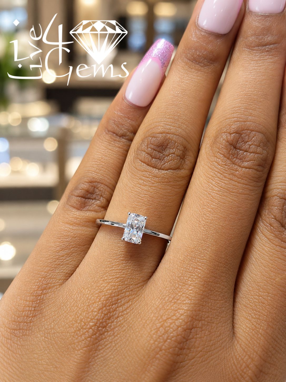 Silver Moissanite Emerald Cut Solitaire- 1ctw