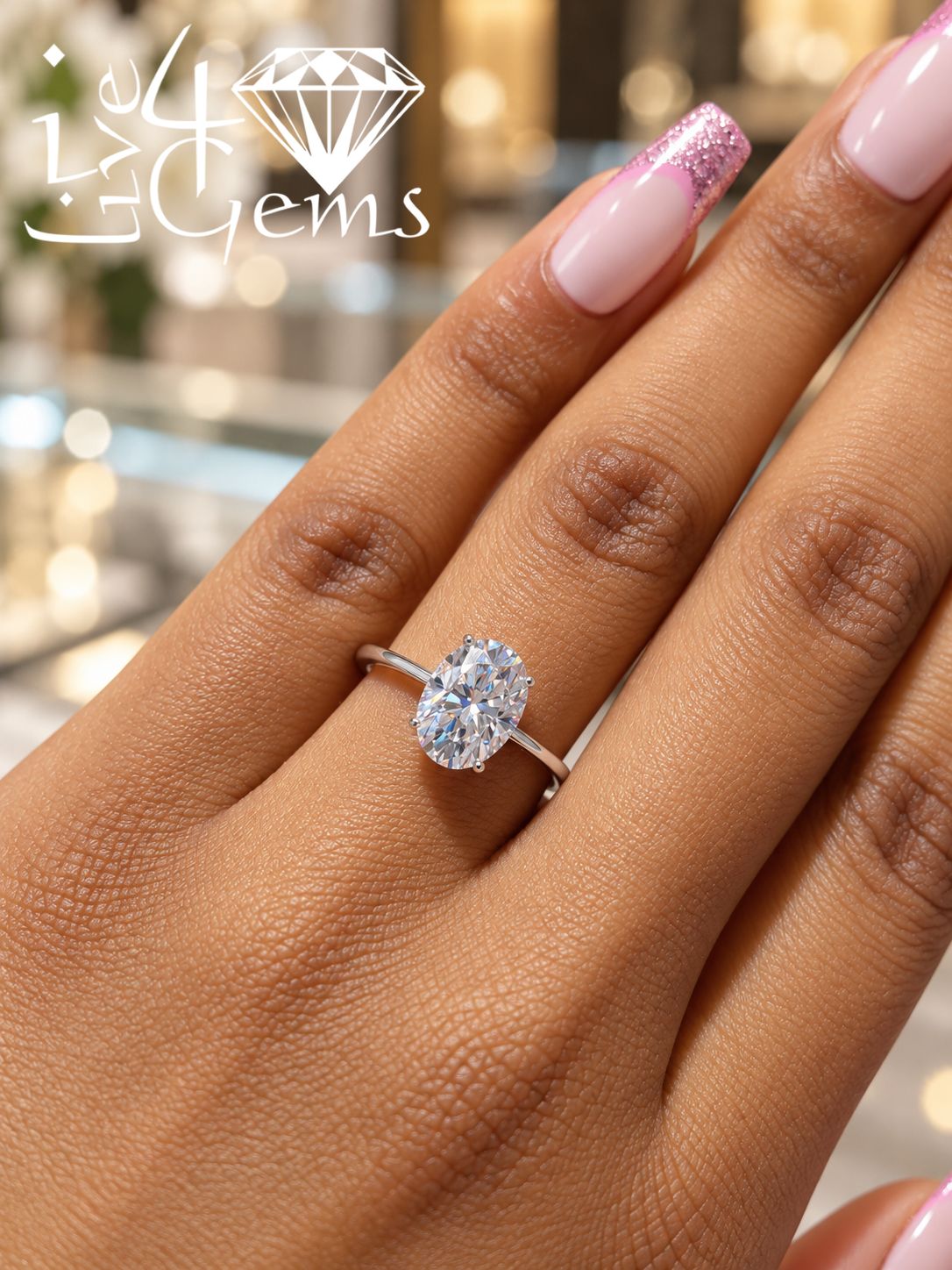 Silver Moissanite 2ctw Oval Cut