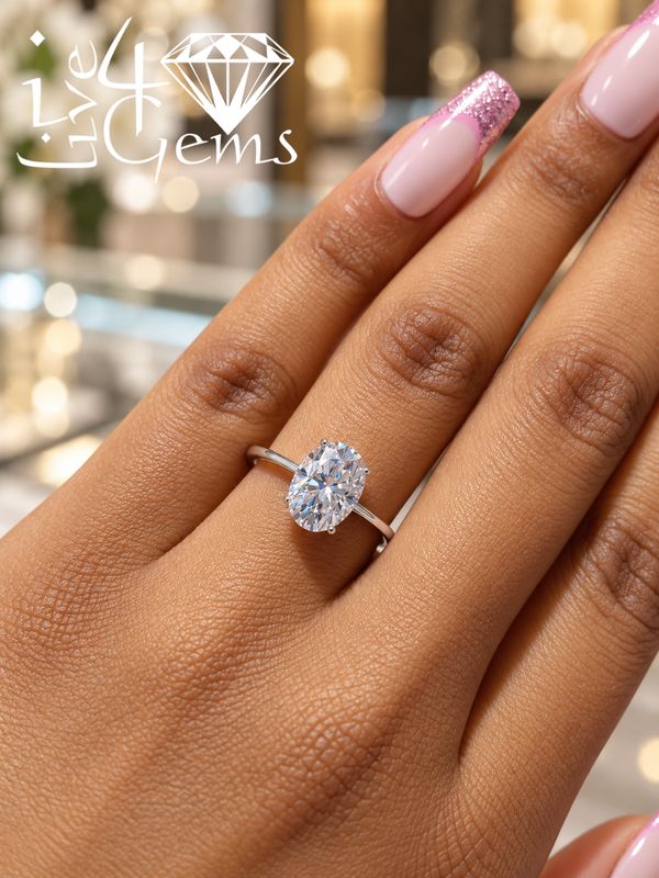 Silver Moissanite 2ctw Oval Cut