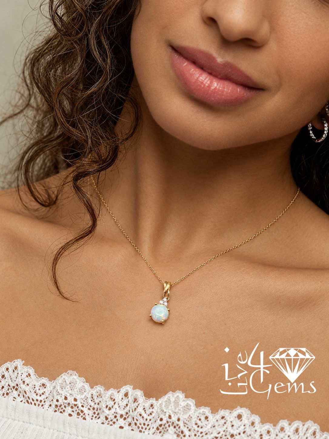 10kt Diamond Opal Spiral Chain