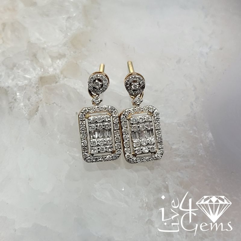 10kty 1/2ctw Diamond  Emerald Cut Dangling Earring