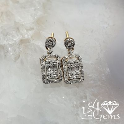 10kty 1/2ctw Diamond  Emerald Cut Dangling Earring