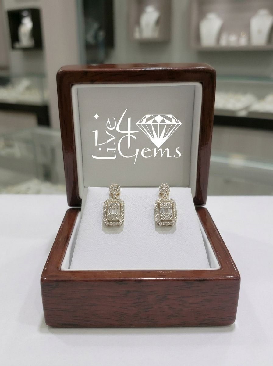 10kty 1/2ctw Diamond  Emerald Cut Dangling Earring