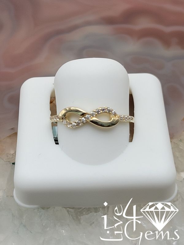 10kty Turkish Gold Single Row Infinity Pattern  CZ Ring