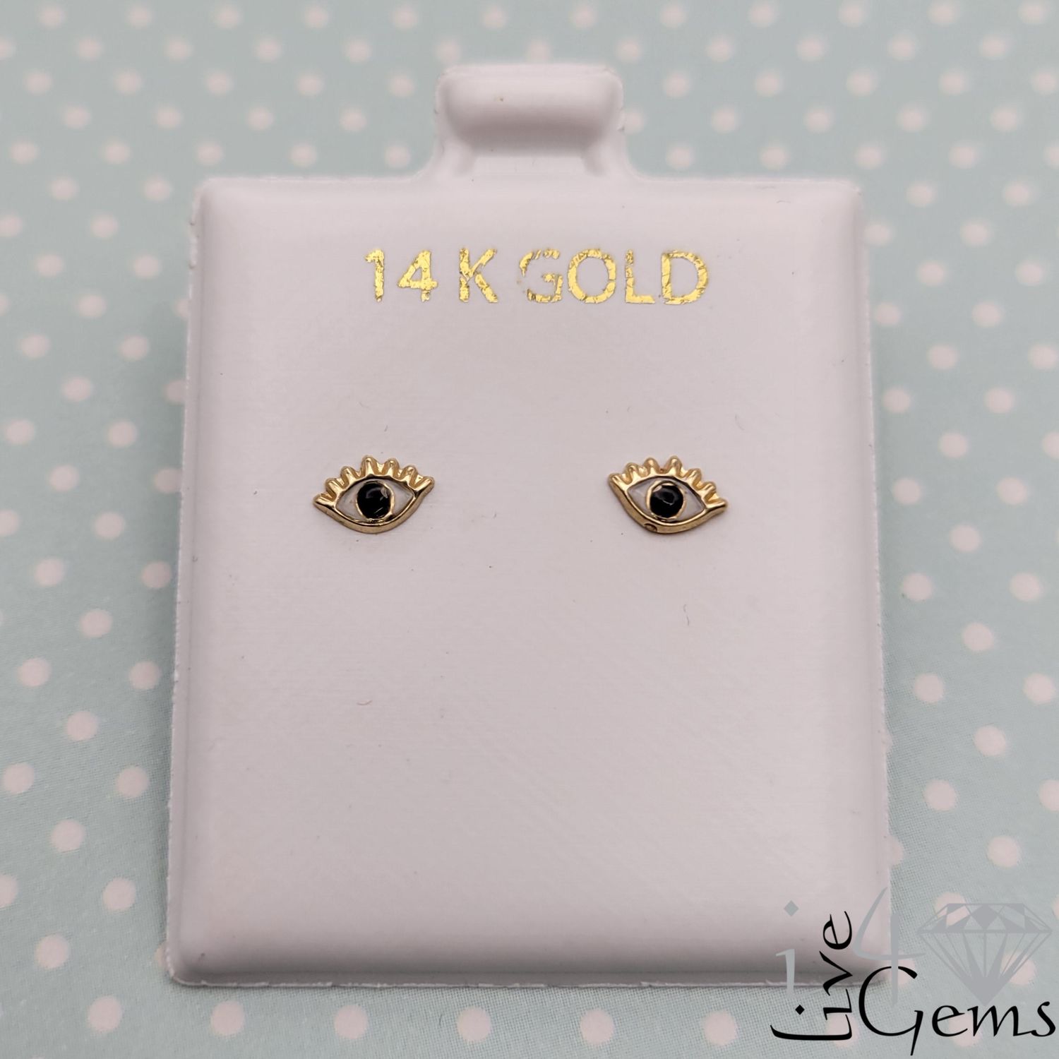 14kt Evil Eye Screwback Stud, Color: Black