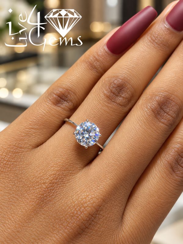 Silver Moissanite 1.5ctw Round Solitaire 4mm Ring