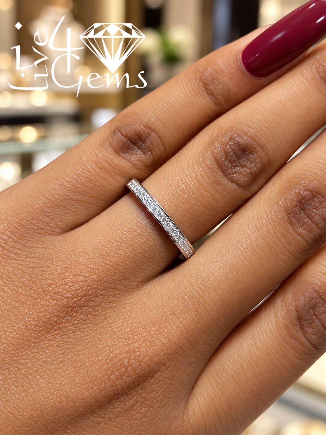 Silver Moissanite Band- 0.13ctw