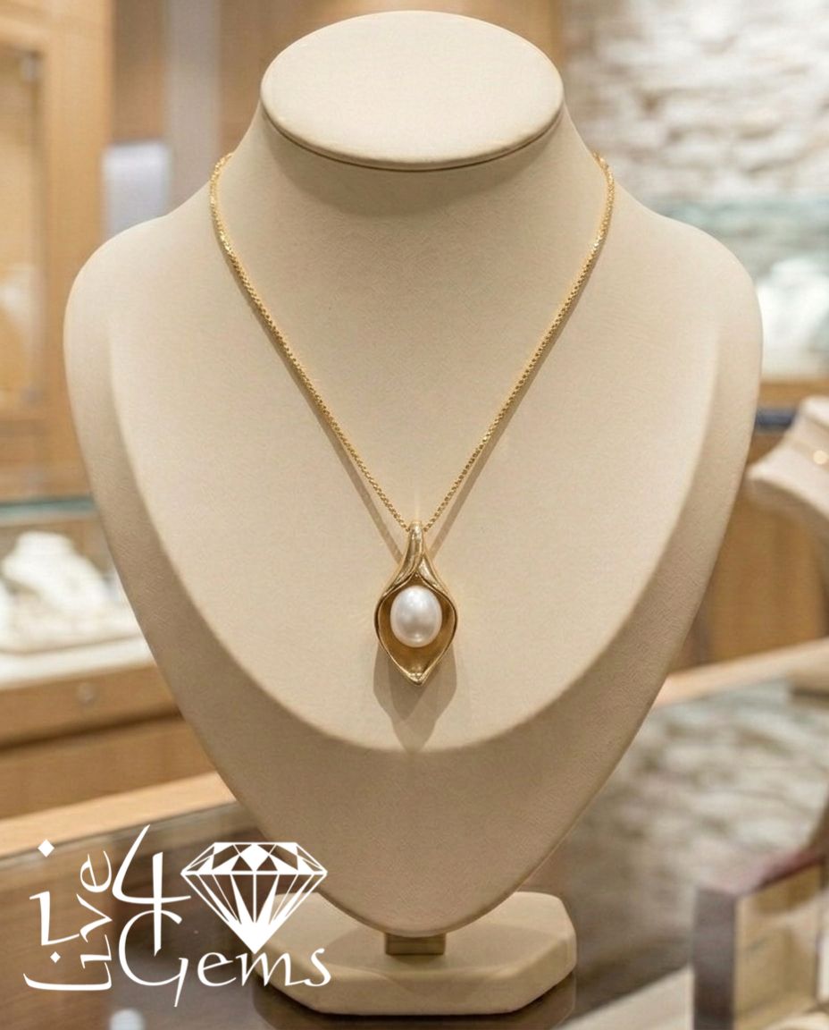 10kty Pearl Shell Pendant And Chain