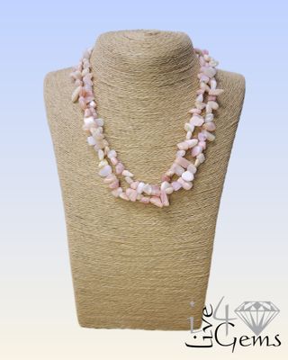 16" Double Strand Pink Opal Torsade Necklace