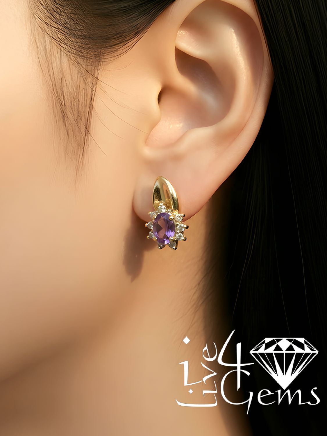 Silver GP Amethyst Cz Halo Stud