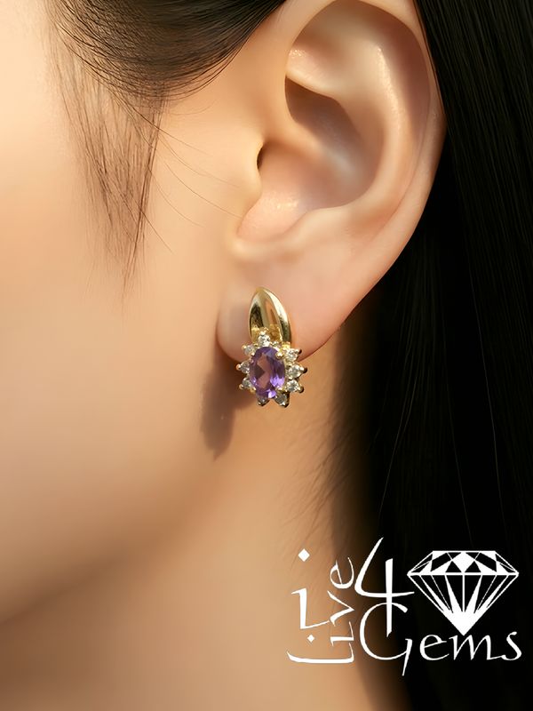 Silver GP Amethyst Cz Halo Stud