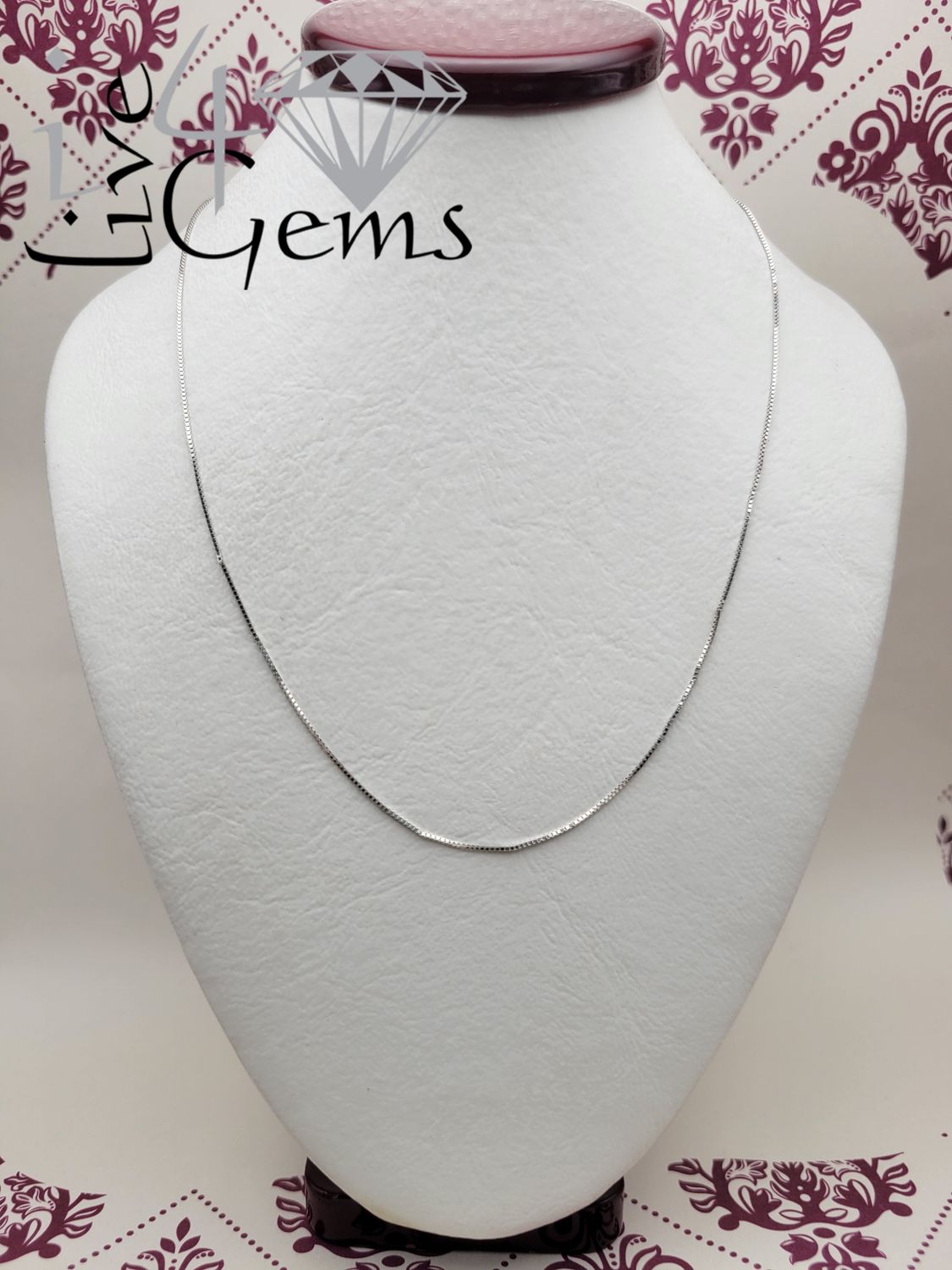 10ktw White Gold Box Chain 20"