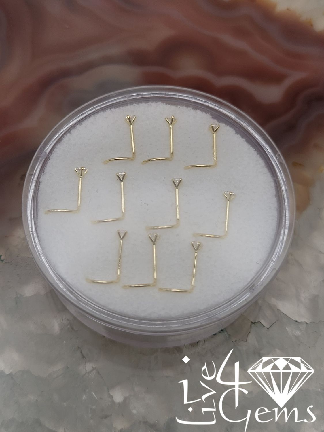 14kty 2mm Clear CZ Spiral Nose Pin