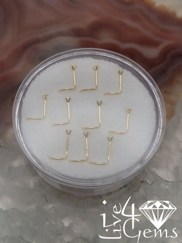 14kty 2mm Clear CZ Spiral Nose Pin