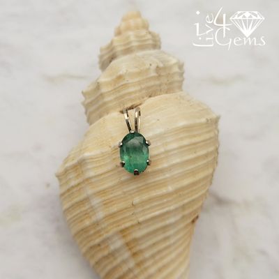 Silver Oval 7x5mm Emerald Pendant