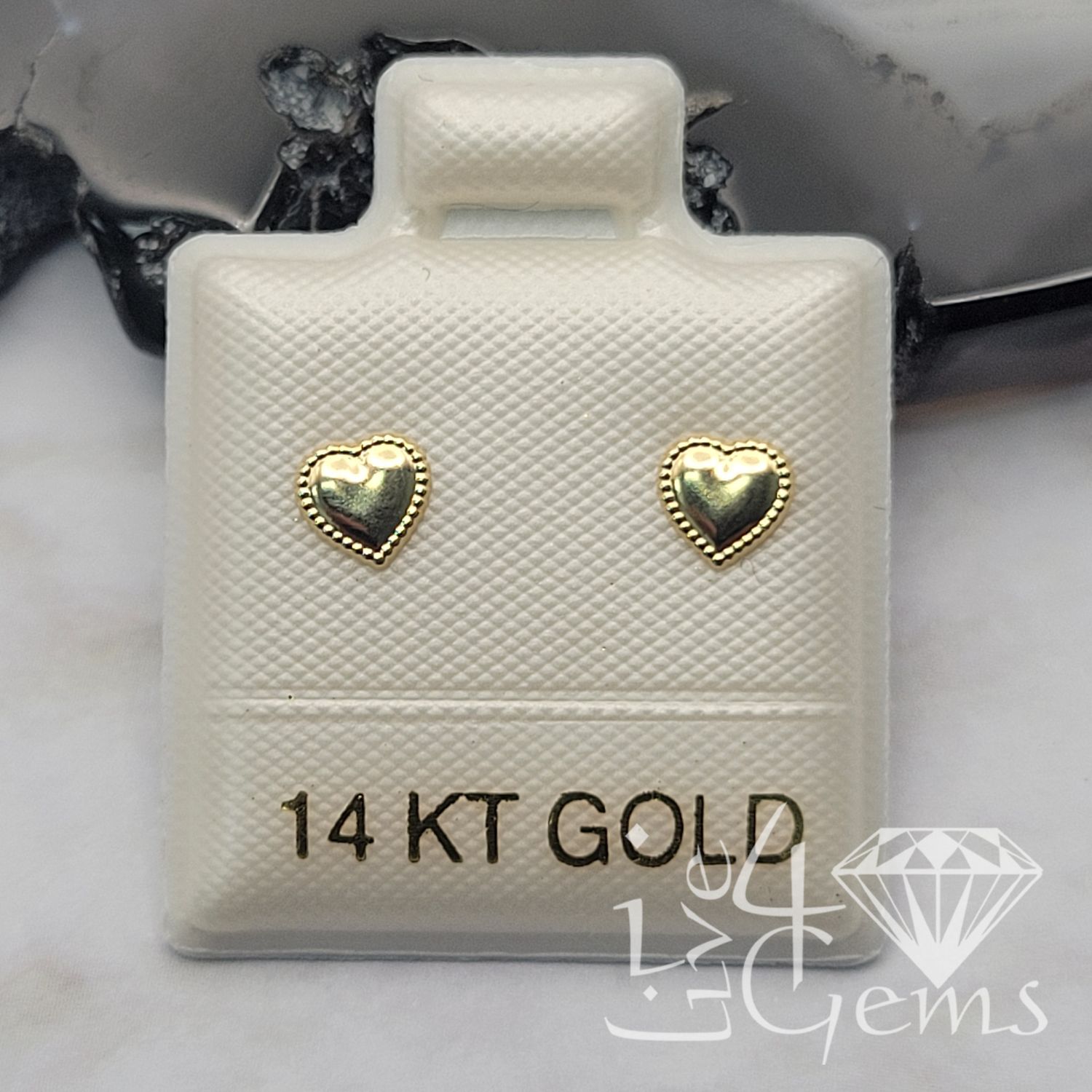 14kty Bezel Heart Stud Earring